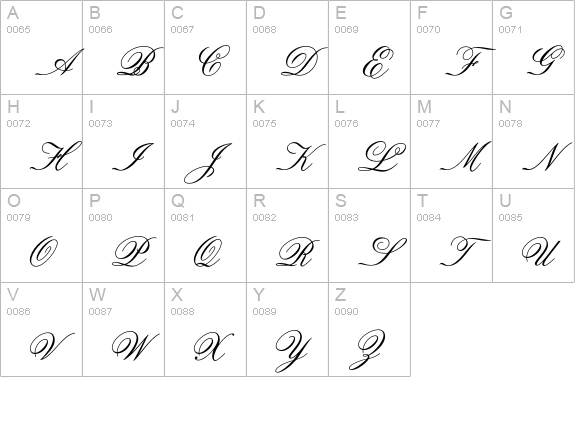 OPTIOldFashioned-Script uppercase A-Z preview
