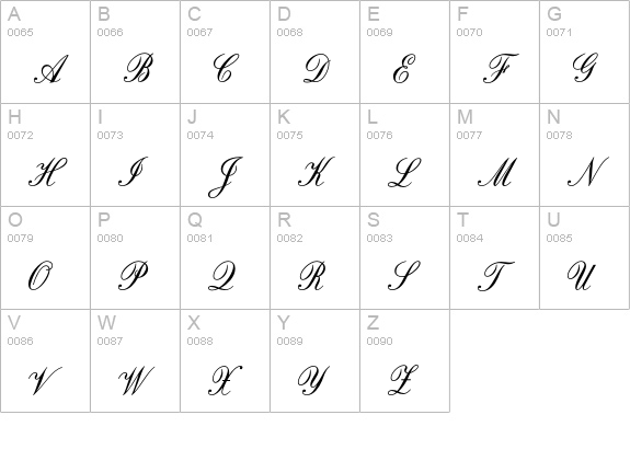 OPTIOriginal-Script uppercase A-Z preview