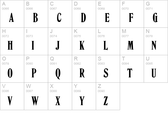 OPTIRomana-Estrecha uppercase A-Z preview