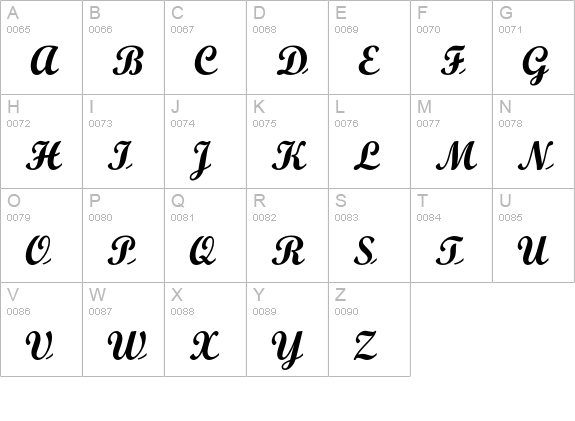 OPTIScript-Bold uppercase A-Z preview
