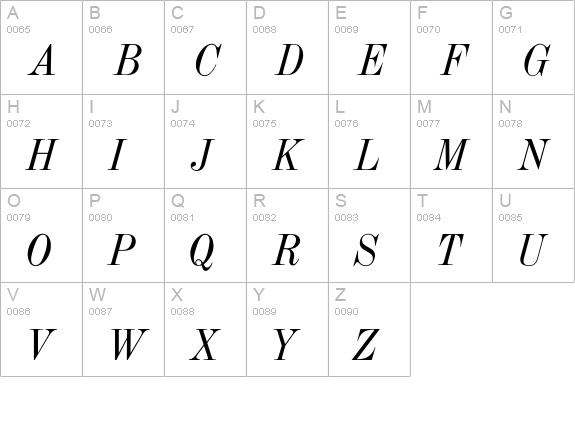 OPTITorry-Italic uppercase A-Z preview