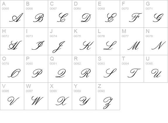 OPTIVenetian-Script uppercase A-Z preview