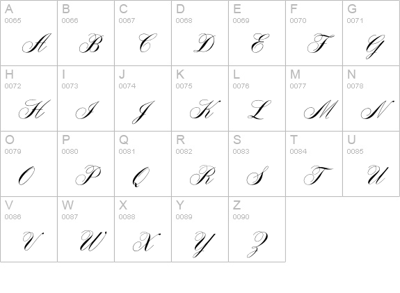 OPTIYale-Script uppercase A-Z preview