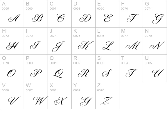 OPTIYork-Script uppercase A-Z preview