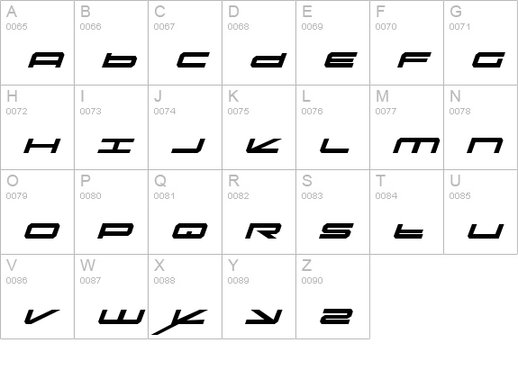 Oramac Italic uppercase A-Z preview