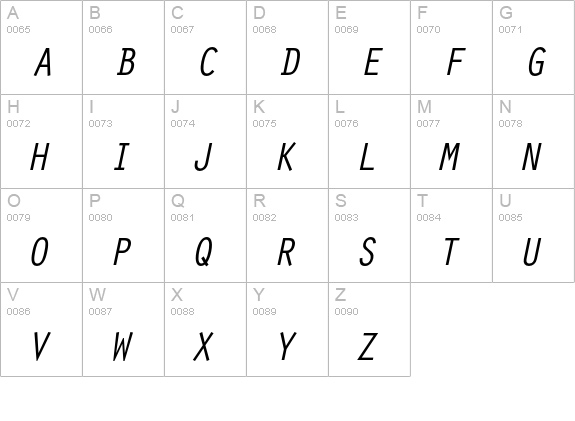 Orator Slanted uppercase A-Z preview