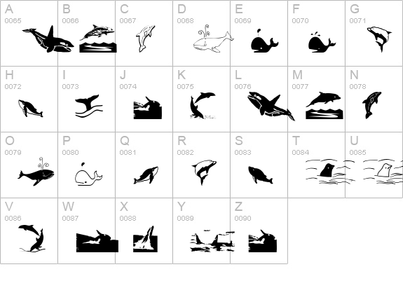 Orcas uppercase A-Z preview