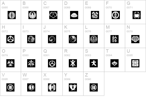 Oriental Icons uppercase A-Z preview