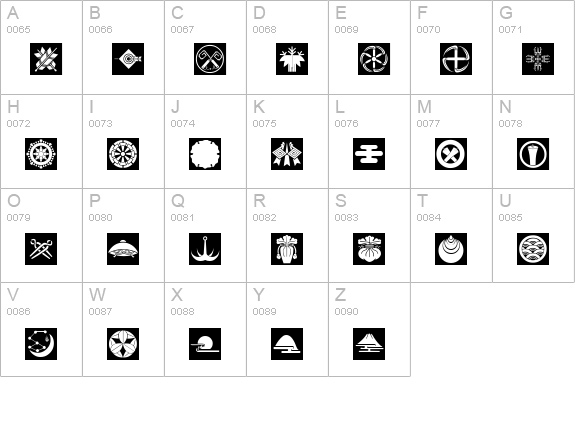 Oriental Icons III uppercase A-Z preview