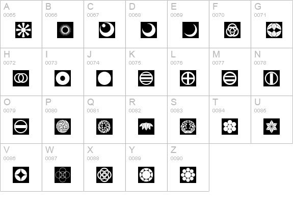Oriental Icons IV uppercase A-Z preview