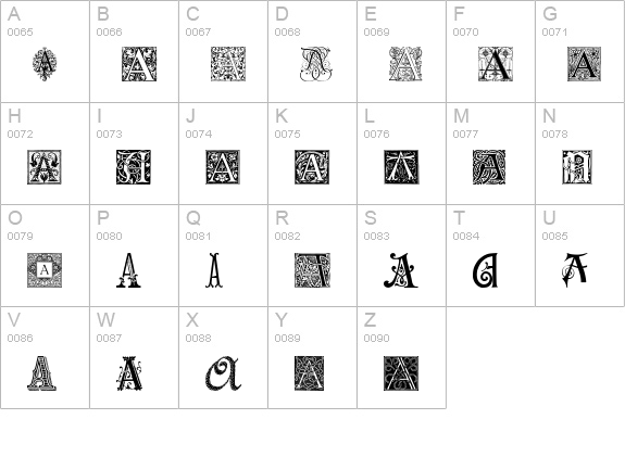 Ornamental Initials A uppercase A-Z preview