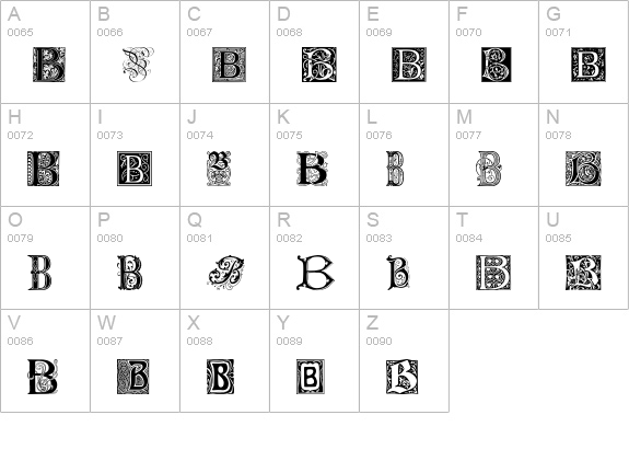 Ornamental Initials B uppercase A-Z preview