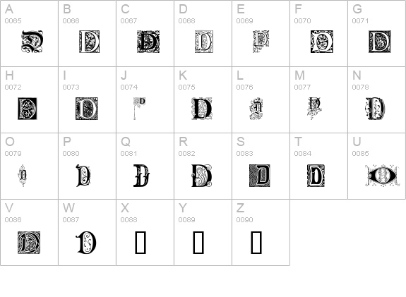Ornamental Initials D uppercase A-Z preview