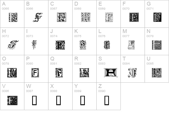 Ornamental Initials F uppercase A-Z preview
