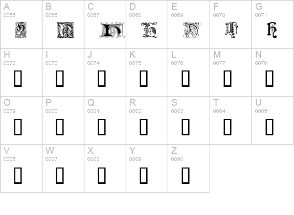 Ornamental Initials H uppercase A-Z preview