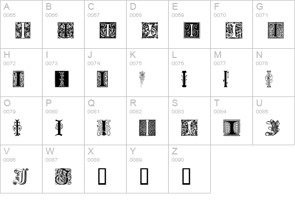 Ornamental Initials I uppercase A-Z preview