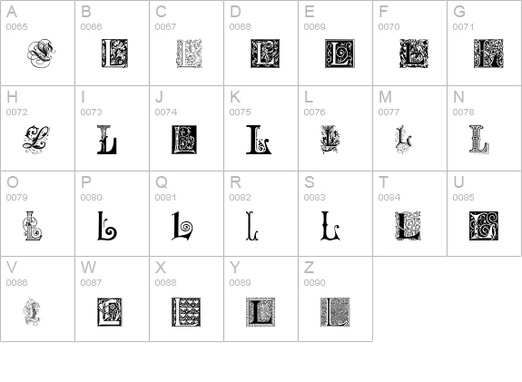 Ornamental Initials L uppercase A-Z preview