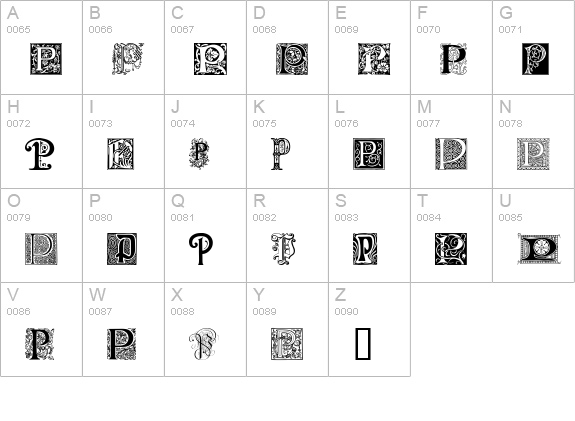 Ornamental Initials P uppercase A-Z preview