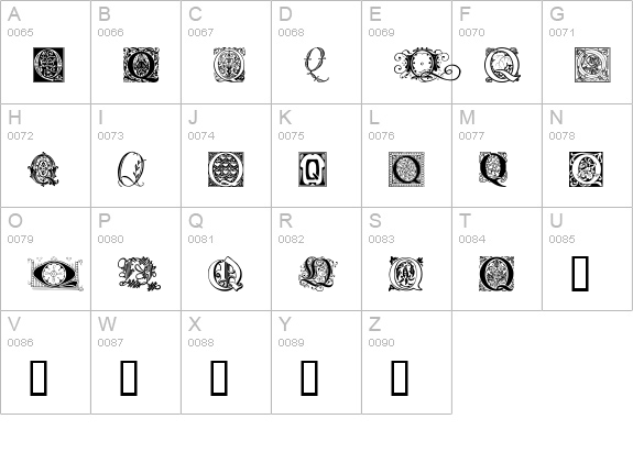 Ornamental Initials Q uppercase A-Z preview