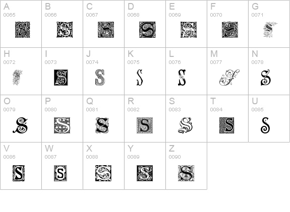 Ornamental Initials S uppercase A-Z preview