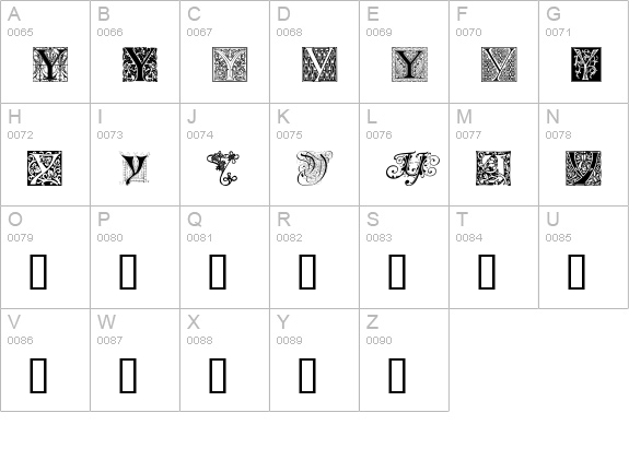 Ornamental Initials Y uppercase A-Z preview