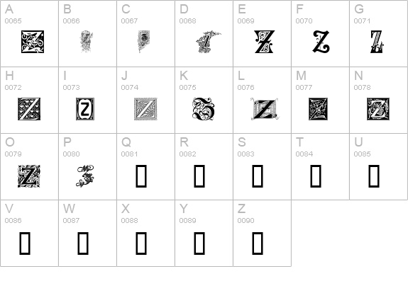 Ornamental Initials Z uppercase A-Z preview