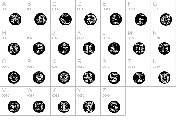 OrnamentalInitialButtons uppercase A-Z preview