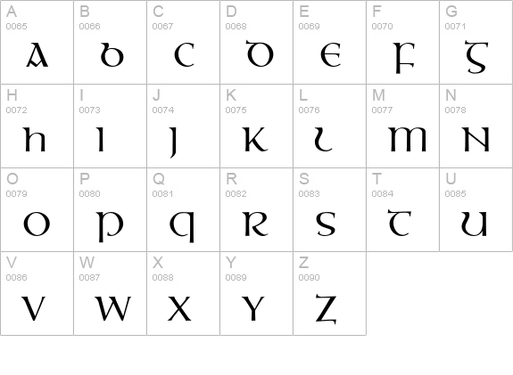 OssianEF-RegularAlternate uppercase A-Z preview