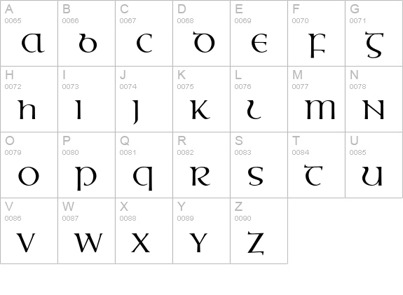 OssianGaelicEF-Regular uppercase A-Z preview