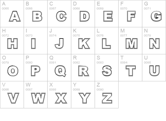Outline uppercase A-Z preview