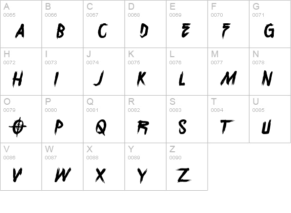 Overdrive Sunset uppercase A-Z preview