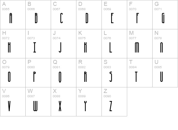 Overhead BRK uppercase A-Z preview