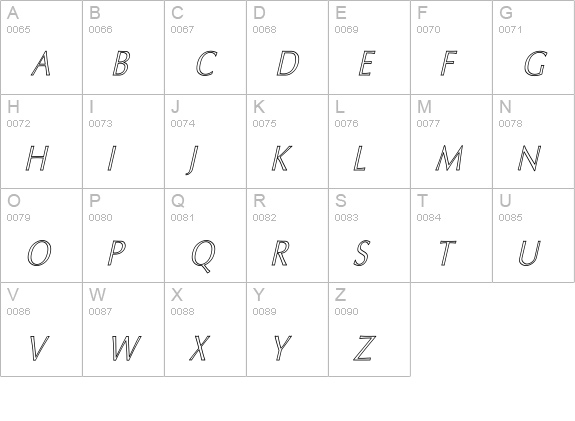 Oxford Hollow Thin Italic uppercase A-Z preview