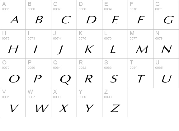 Oxford Wd Italic uppercase A-Z preview