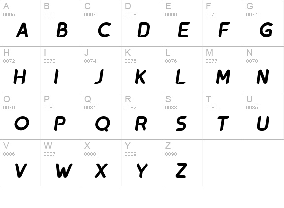 oxo-BoldItalic uppercase A-Z preview