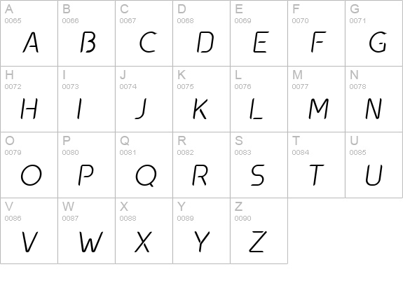oxo-lightItalic uppercase A-Z preview