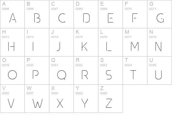 oxo-Thin uppercase A-Z preview