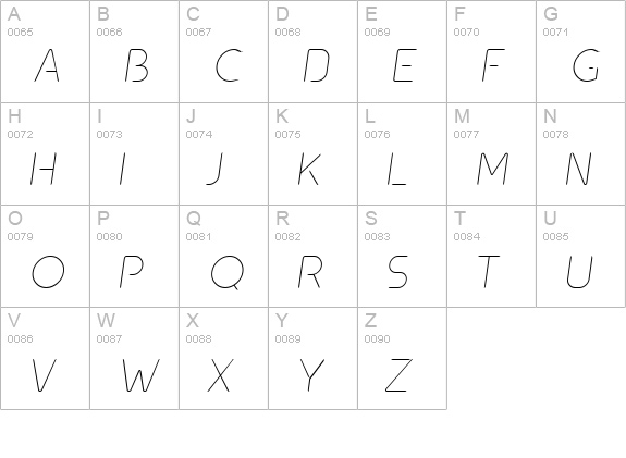 oxo-ThinItalic uppercase A-Z preview