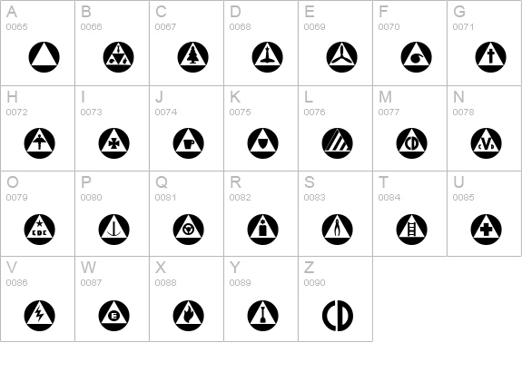 P22 Atomica uppercase A-Z preview
