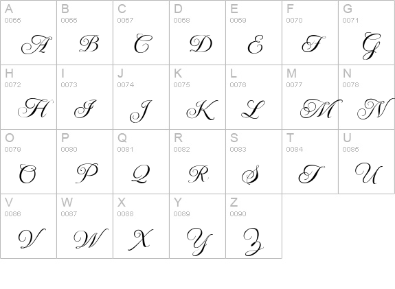 P22 Imperial Script uppercase A-Z preview