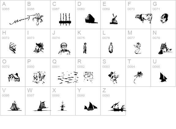 P22Monet Sketches uppercase A-Z preview