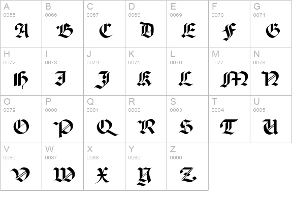P650-Blackletter-Regular uppercase A-Z preview