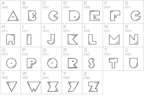 PacFont uppercase A-Z preview