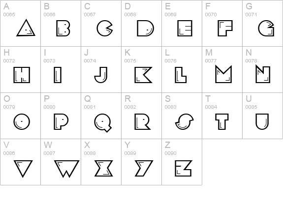 PacFont Good uppercase A-Z preview