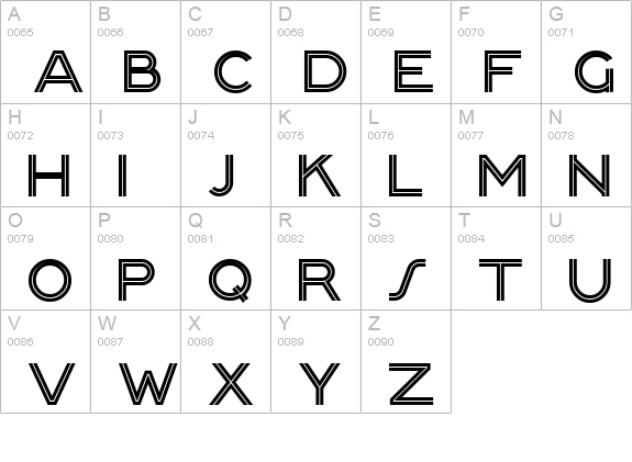PackardClipperNF uppercase A-Z preview