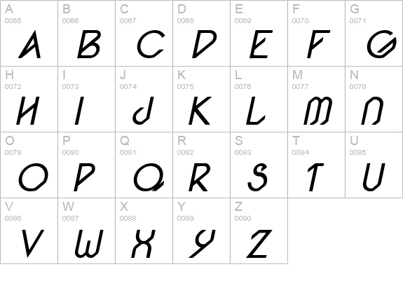 Pacotilleital regular uppercase A-Z preview