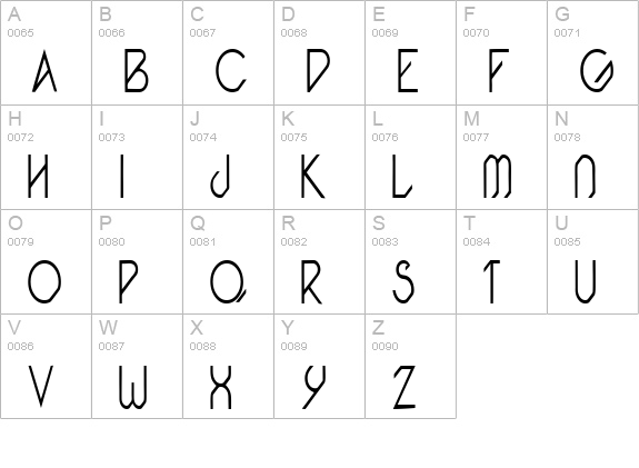 Pacotillenarrow light uppercase A-Z preview