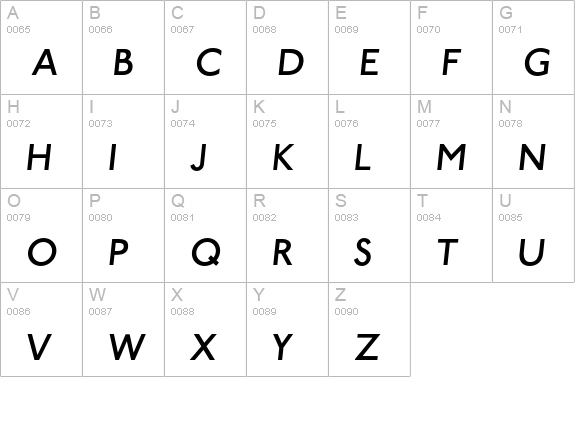 Paddington Italic uppercase A-Z preview