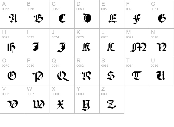 Paganini uppercase A-Z preview