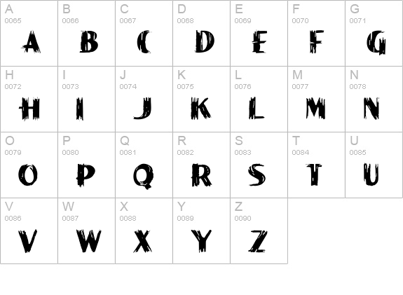 Paint Peel Initials uppercase A-Z preview